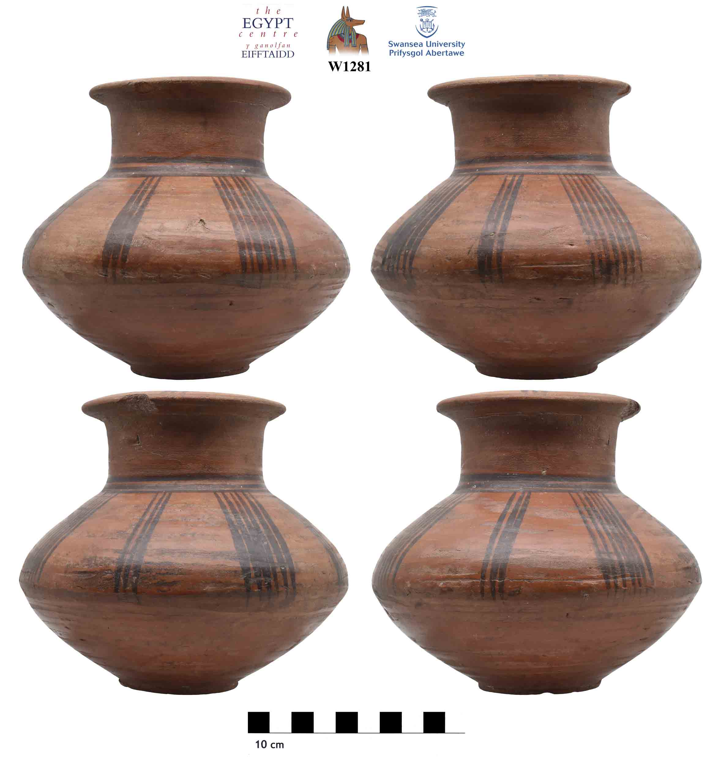 Image for: Carinated pottery vessel with black painted decoration